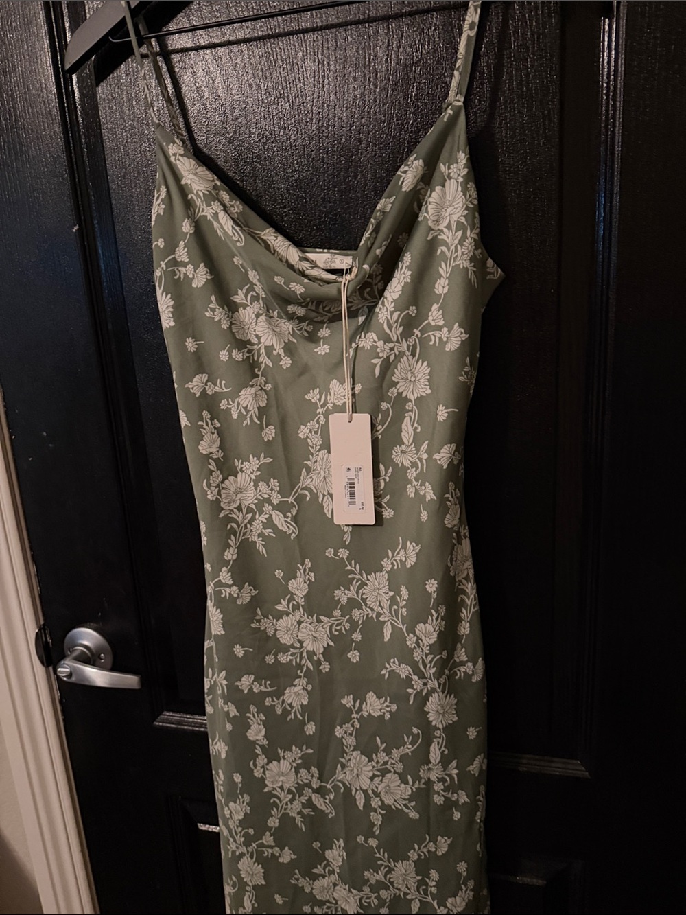 Altar’d State Sage Green Floral Dress with Cowl Neck - Picture 4 of 7